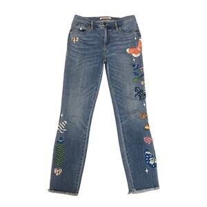 Johnny Was Adela The Cropped Skinny Jean Size 25 Embroidered Boho Mid Rise